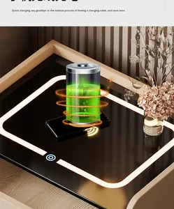 New Smart Bedside <b>Table</b> Simple Modern Bedroom Multi-Function Wireless Charging <b>Storage</b> Cabinet Light Luxury High-<b>End</b> Tempered A5 - Product Image 5