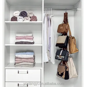 Folding Multi-level Hanging Bag Organizer With Hook Hanging In The Closet For Purse Handbag Storage