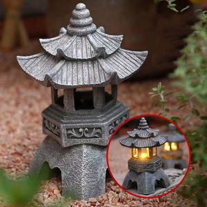 Statues de pagode, statue solaire d'extérieur, décoration de jardin japonais, lanterne de jardin zen d'extérieur, lumière de jardin LED vacillante - Product Image 1