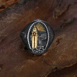 ODM océan bijoux Vintage noir acier inoxydable hommes orientation Viking bateau retour <span class=keywords><strong>maison</strong></span> lumière <span class=keywords><strong>maison</strong></span> bagues hommes - Product Image 3