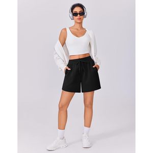 FOXA Womens Athletic Sweat Shorts High Waisted <b>Drawstring</b> With Pockets Soft Comfortable Casual Lounge Shorts - Product Image 5