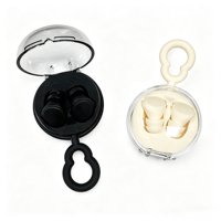 Bouchons d'oreilles en silicone réutilisables à design ergonomique, anti-bruit, tailles S/M/L, avec boîte de rangement désinfectante UV C Nano Argent