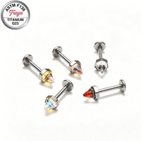 Boucles d'oreilles clous de mode Freya en titane de qualité implantable, motif kaléidoscope, pour piercing Devil Helix Rook, avec zircon et dos plat, bijoux de piercing labret