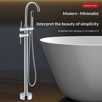 Colonne de douche en cuivre chromé avec robinet cascade pour baignoire eau froide et chaude, colonne latérale cylindrique pré-encastée, colonne de douche à haut débit
