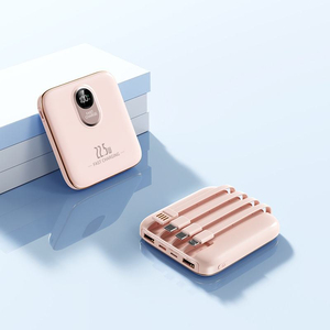 Mini batterie externe portable 10000mAh haute capacité 20W avec écran LED, 4 câbles intégrés, logo OEM personnalisable, entrée Type-C 10W - Product Image 2