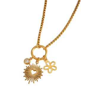 Collana a Cuore in Acciaio Inossidabile Stile Europeo e Americano, Ciondolo Sole di Alta Gamma Placcato in <span class=keywords><strong>Oro</strong></span> 18K - Product Image 5