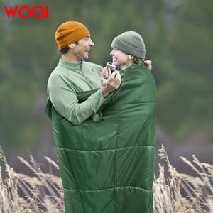 Sac de couchage double Woqi vert 4 saisons imperméable en coton style enveloppe pour adultes camping randonnée - Product Image 3