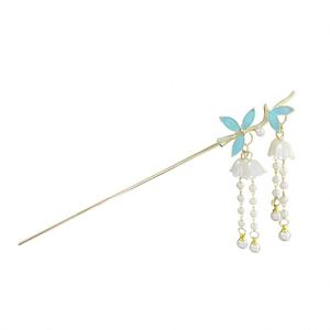 Horquilla de mariposa azul romántica china, accesorios para el cabello de estilo tradicional, horquilla de perlas, horquilla deslizante para el cabello - Product Image 6