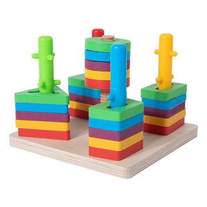 Hete Verkoop Kinderen Hout Educatief Stapelen Speelgoed Kleurrijke Geometrische Blokken Voor Voorschoolse Leuke Spelletjes Voor Kinderen - Product Image 5