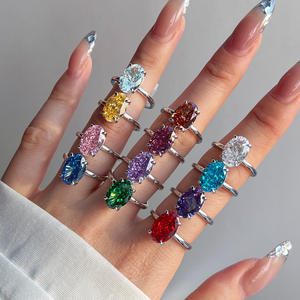 Nieuw Binnen Vintage 8*12Mm Kubieke Zirkoon Verloving Trouwbelofte Ringen Bevroren 925 Zilver Voor Dames Cadeau - Product Image 2