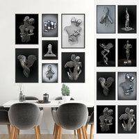 Statue d'amour toile affiche impression nordique métal Figure Sculpture mur Art chambre salon décor