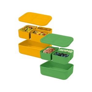 Silicone Reusable Food Meal Prep Storage Container 3 <b>Compartment</b> Fruit Silicone Preservation Kids <b>Lunch</b> <b>Box</b> Food Storage Silicon - Product Image 1