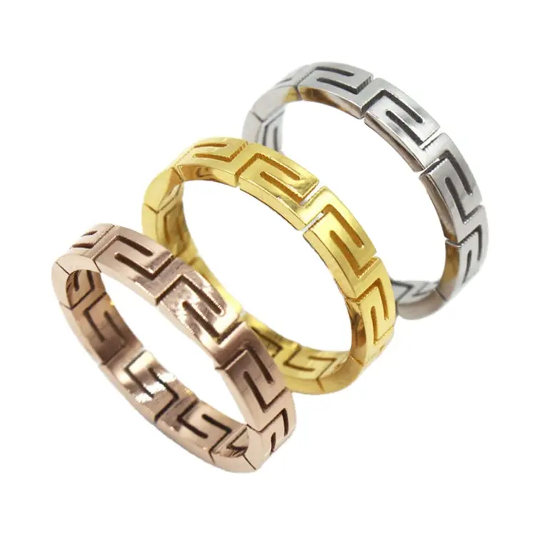 Small Order New Design Jewelry Stainless Steel Simple Rings The Great Wall Stripe Ring For Party Gift Wholesale