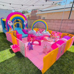 Juego de juego suave Pastel para interiores, <span class=keywords><strong>casa</strong></span> de rebote de unicornio blanco con pozo de bolas, Material PE, equipo de patio interior para la escuela a la venta - Product Image 6