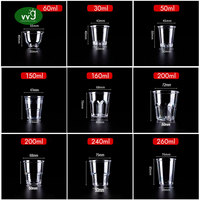 Tasse à thé réutilisable en plastique VVG 2oz transparente, résistante aux hautes températures, épaisse et rigide, compatible lave-vaisselle, pour la maison et les fêtes