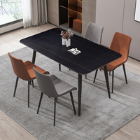 Table à manger en céramique à la mode Rectangle en céramique effet marbre haut avec pieds en métal pour la maison salle à manger Tables à manger