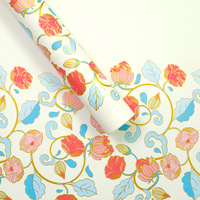 Film d'emballage floral en feuille d'or, film d'emballage cadeau pour bouquet vintage pour fleuriste