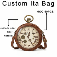 Sac à dos Ita rétro personnalisé en cuir PU style Steampunk avec fenêtre dôme transparente pour montre de poche, idéal pour collectionneurs et présentation cosplay