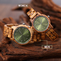 Jam tangan kayu Quartz Pasangan Pria Wanita, jam tangan kayu asli Quartz Logo kustom modis Ultra tipis hadiah sederhana