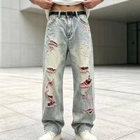 Jeans baggy personnalisés en denim, coupe ample, pour usage quotidien, vente en gros