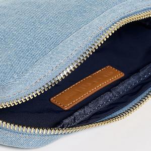 Custom Eco-Friendly Lightweight Durable <b>Large</b> Capacity Denim Cosmetic <b>Bag</b> Gold-tone Hardware Zipper Portable Travel Women's - Product Image 3