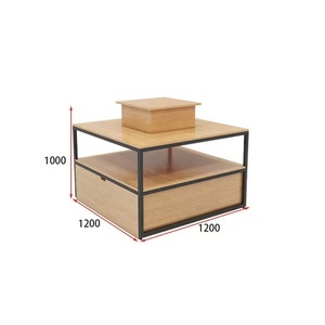 Rak Pajangan Pulau Kayu Kombinasi Meja Alir untuk Toko - Product Image 3