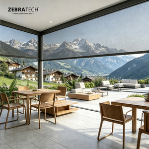 Persianas Verticales Negras de Diseño Moderno para Ventanas Francesas, Tela Impermeable, Funcionamiento Eléctrico Automático, Uso Doméstico y Comercial - Product Image 1