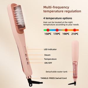 Peines de pelo con revestimiento de cerámica portátil de calentamiento rápido PTC personalizados, vapor reduce el daño, alisador de aire caliente, herramientas de estilo de cepillo - Product Image 3