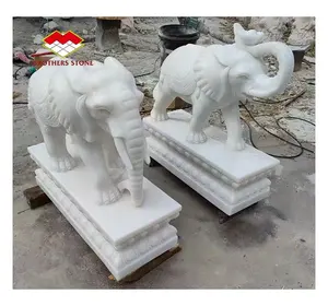 Ukuran hidup marmer putih, dekorasi rumah hewan Modern patung singa ukiran batu dan patung hewan