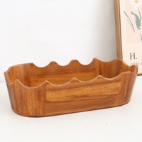 Boîte de rangement portable à un seul niveau en bois d'acacia naturel et plateau de service alimentaire pour la maison, la cuisine, le bureau et la table