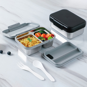 กล่องข้าวเด็กนักเรียนคุณภาพสูง พิมพ์โลโก้ได้ กล่องเบนโตะสแตนเลสแบบใช้ซ้ำได้ ป้องกันการรั่วซึม สำหรับเด็กนักเรียน - Product Image 4