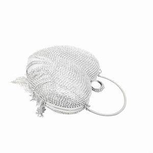 <strong>White</strong> Golden Women's Crystal Ball Hearted-shape <strong>Evening</strong> Clutch Wedding Purse Wristlet <strong>Bag</strong> - Product Image 2