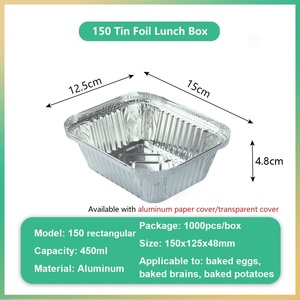 Heatable nhôm lá thực phẩm container tin giấy ăn trưa hộp Takeaway bao bì hộp cho bữa ăn lưu trữ dùng một lần hình chữ nhật - Product Image 4