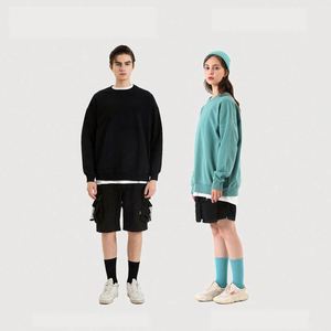 H5402 Vente en gros de sweat-shirts à col rond en coton 100% 380g avec logo brodé personnalisé, sweat-shirt pour hommes - Product Image 2
