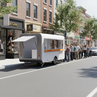 Nouvelle Arrivée 2026 : Camion de Restauration Mobile ORANGE Entièrement Équipé en Fibre de Verre pour Glaces et Café, Options Personnalisables, Garantie 1 An