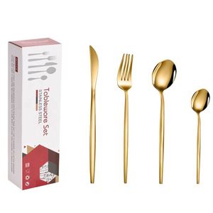 Custom Logo Wedding Cutlery <b>Set</b> Stainless Steel Knife <b>Fork</b> <b>Spoon</b> Silverware Gold Flatware <b>Set</b> - Product Image 1