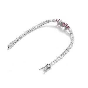 Bracelet tennis Daisy Ruby en argent sterling 925 avec fermoir à pression, protégé contre l'oxydation, bijou souvenir pour âmes sentimentales - Product Image 3