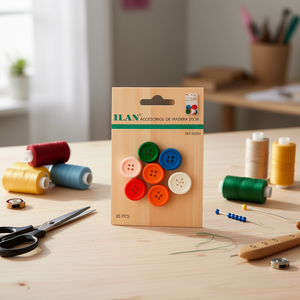 Bottoni in Legno Ilan 20mm 20 Pezzi Accessori per Cucito e Artigianato - Product Image 2