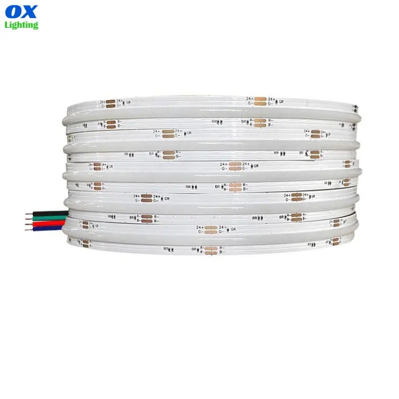 OXLIGHTING Rgbcw Rgb Rgbw Led Strips Cob No Dark Spot Tape Light 180 Degree Big View Angle Cob Rgb Strip Streifen Band Striscia