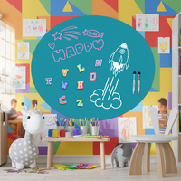 Tableau Blanc Interactif Magnétique UCI Art Déco Étanche pour Enfants, Autocollant Mural Réutilisable Effaçable pour Maternelle