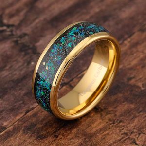 Pareja moda grabado personalizado galaxia ópalo oro tungsteno anillos para hombres mujeres boda banda compromiso <span class=keywords><strong>promesa</strong></span> regalo - Product Image 5
