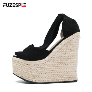 Nuevas <span class=keywords><strong>Sandalias</strong></span> de tacón alto de moda de verano con correas para envolver el tobillo y cuñas de <span class=keywords><strong>cuerda</strong></span> de cáñamo de 15cm, alpargatas, <span class=keywords><strong>sandalias</strong></span> de <span class=keywords><strong>plataforma</strong></span> - Product Image 2