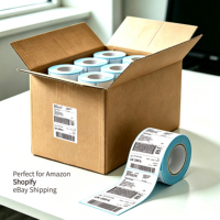 Étiquette autocollante thermique directe imperméable pour les vendeurs e-commerce, la gestion des commandes, l'expédition de colis et le marquage des codes-barres en entrepôt
