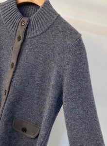 <span class=keywords><strong>Cardigan</strong></span> in maglia di <span class=keywords><strong>lana</strong></span> 100% 2025 <span class=keywords><strong>cardigan</strong></span> Casual a maniche lunghe in pelle scamosciata in maglia di <span class=keywords><strong>lana</strong></span> nera autunno inverno - Product Image 5