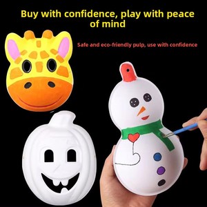 Máscaras de cartón en blanco de media cara y cara completa para Halloween, para niños, DIY, pintadas a mano, con forma de cucharón de caballo, estilo de dibujos animados, hechas en China - Product Image 3