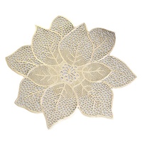 Set de table en PVC doré à motif floral, tapis de table creux, style nordique, pour hôtel et restaurant