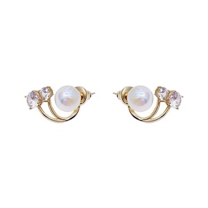 Pendientes de Perlas con Incrustaciones de Microzirconia, Chapados en Oro, de Aleación de Zinc, Estilo Geométrico Vintage, para Mujer, Joyería de Aniversario - Product Image 5