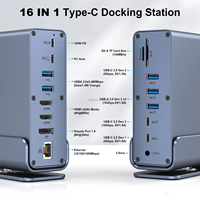 Hub USB-C de Aleación de Aluminio WFYEAR con Soporte para Tarjetas SD 2.0, 16 Puertos para Laptop y Teléfono, Estación de Acoplamiento Ethernet y Lector