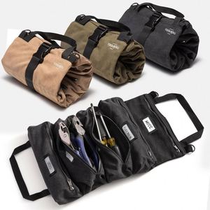 Échantillon gratuit : Sac de rangement enroulable pour outils en toile cirée, avec fermeture éclair, à suspendre, pour montage mural, type sac seau - Product Image 6