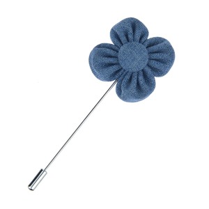 Broche de Flor de <span class=keywords><strong>4</strong></span> Pétalas com Textura de Linho para Atacado, Alfinete de Lapela Rústico para Terno Masculino, Ideal para Casamentos e Ocasiões Formais e Casuais - Product Image 3